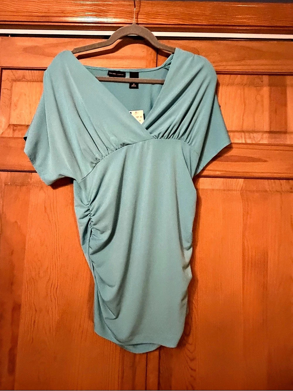 New York & Company Ruched Mini Dress in Blue Size Small NWT
